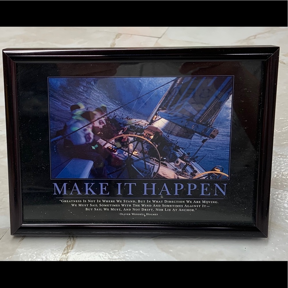 Make It Happen.  Black Metal Frame Inspirational